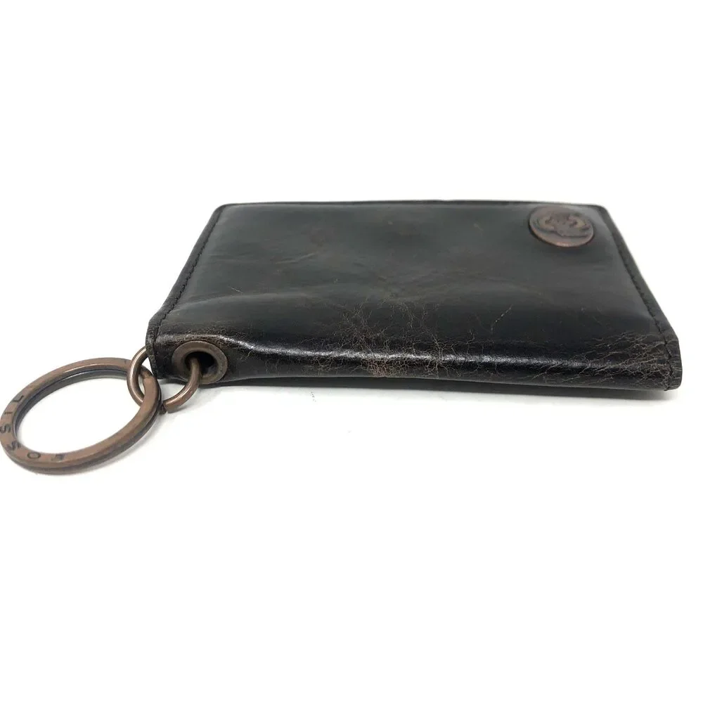 Fossil Ohio State Leather Wallet Keychain Credit Card ID Brown Folding Flip